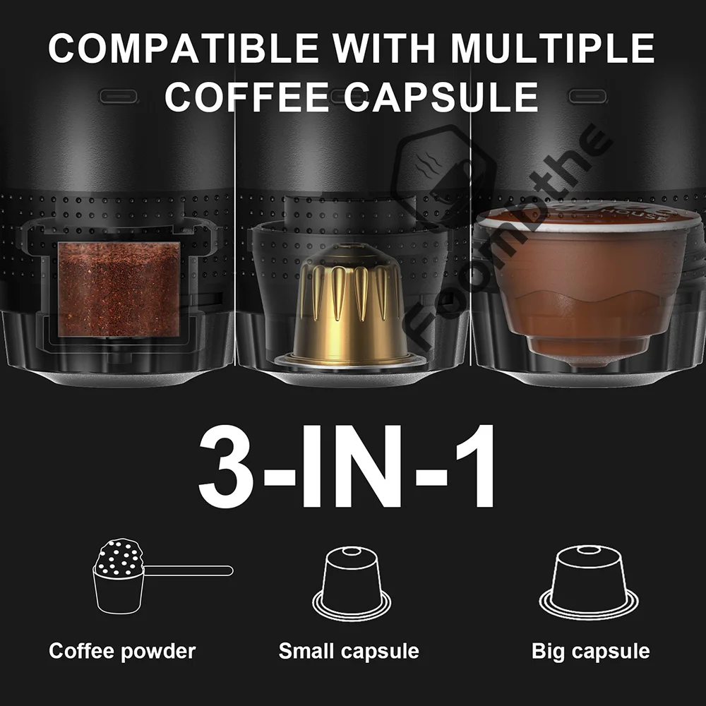 Wireless Electric Portable Espresso Coffee Machine for Car & Home Camping Coffee Maker 3-in-1 Capsule Powder Travel Coffee Maker Wireless Electric Portable Espresso Coffee Machine for Car & Home Camping Coffee Maker 3-in-1 Capsule Powder Travel Coffee Maker