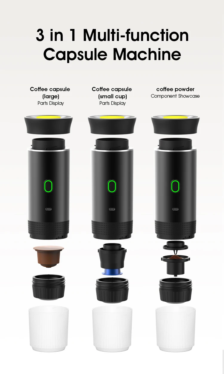 Wireless Electric Portable Espresso Coffee Machine for Car & Home Camping Coffee Maker 3-in-1 Capsule Powder Travel Coffee Maker Wireless Electric Portable Espresso Coffee Machine for Car & Home Camping Coffee Maker 3-in-1 Capsule Powder Travel Coffee Maker
