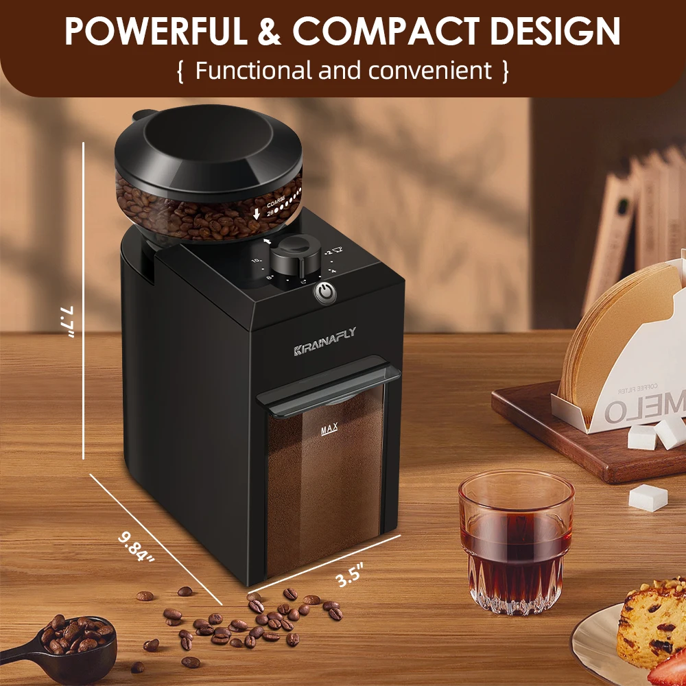 Automatic Burr Mill Coffee Grinder Electric Coffee Bean Grinding With 28 Adjustable Gears for Espresso French Press Drip Coffee Kitchenware Smart Shop