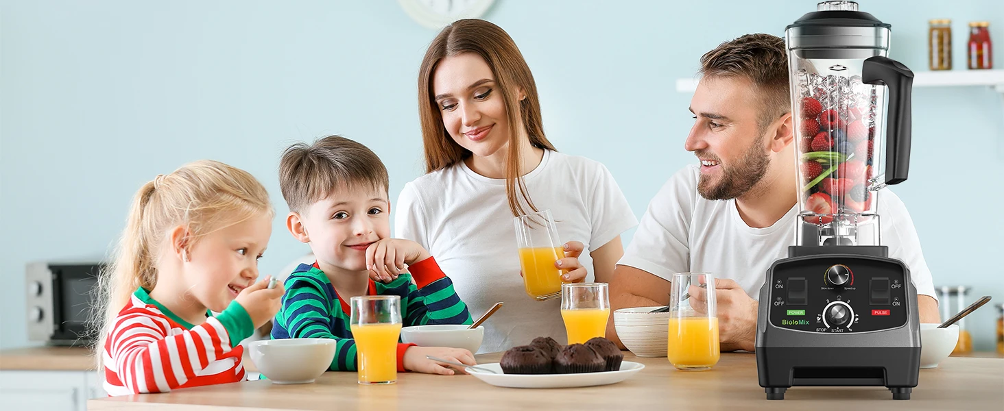 BioloMix 3HP 2200W Heavy Duty Grade Timer Blender Mixer Juicer Fruit Food Processor Ice Smoothies BPA Free 2L Jar