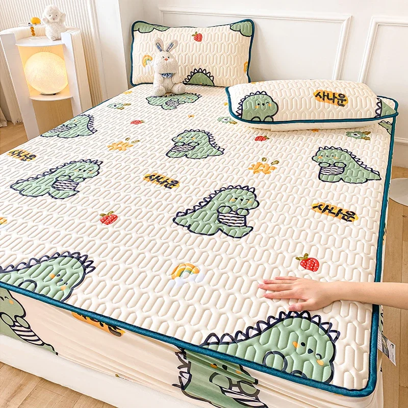 Natural Latex Thicked Summer Cooling Mat for Bed Soft Cool Feeling Fitted Sheet and Pillowcase Matress Cover Grade A Summer Mats Smart Home Smart Shop
