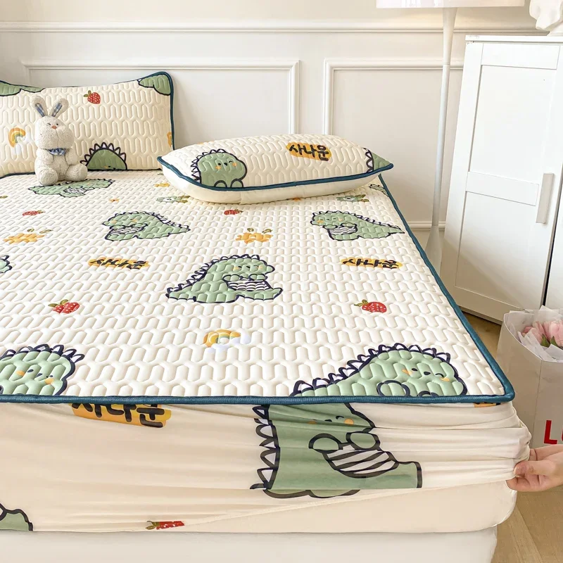 Natural Latex Thicked Summer Cooling Mat for Bed Soft Cool Feeling Fitted Sheet and Pillowcase Matress Cover Grade A Summer Mats Smart Home Smart Shop