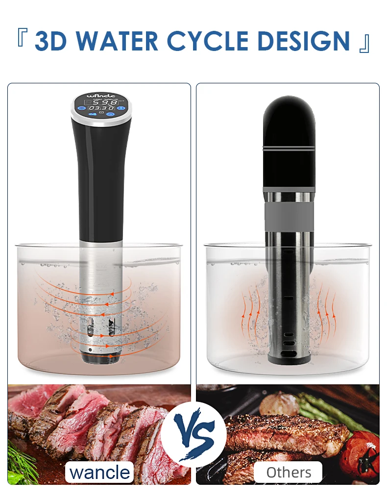Wancle 1100W Sous Vide Cooker LCD Touch Immersion Circulator Accurate Cooking IPX7 Waterproof Vacuum Cooker with Digital Display Wancle 1100W Sous Vide Cooker LCD Touch Immersion Circulator Accurate Cooking IPX7 Waterproof Vacuum Cooker with Digital Display