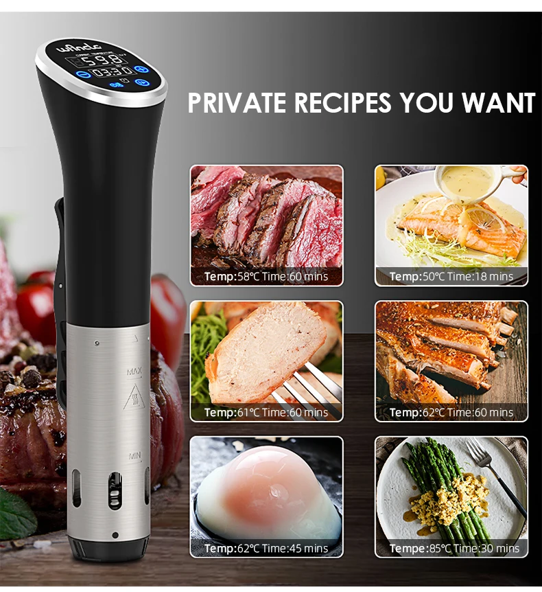 Wancle 1100W Sous Vide Cooker LCD Touch Immersion Circulator Accurate Cooking IPX7 Waterproof Vacuum Cooker with Digital Display Wancle 1100W Sous Vide Cooker LCD Touch Immersion Circulator Accurate Cooking IPX7 Waterproof Vacuum Cooker with Digital Display