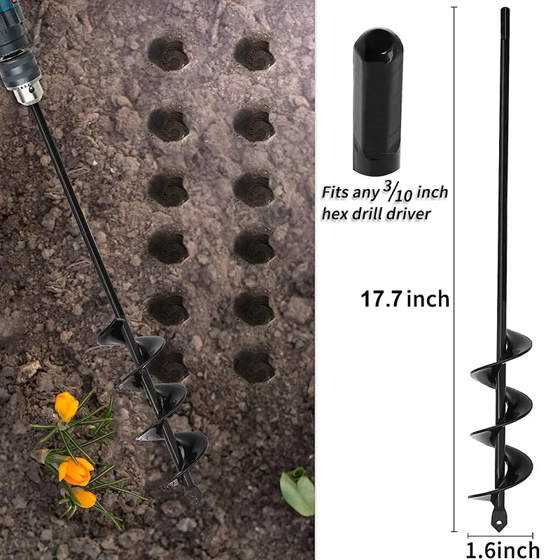 Garden Auger Spiral Drill Bit Gardening Flower Planter Earth Drill Planting Hole Digger Tool Loose Soil Drill Bit Accessories Smart Devices Smart Shop