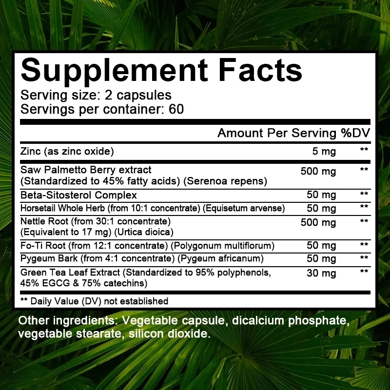 Saw Palmetto Capsules Help Promote Prostate Health,Reduce Baldness and Thinning Hair &Regulate Hormonal Sex Capsules in The Body