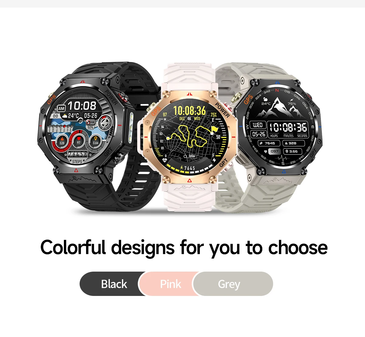 Military Smart Watch T-Rex 3 Built-in GPS Compass