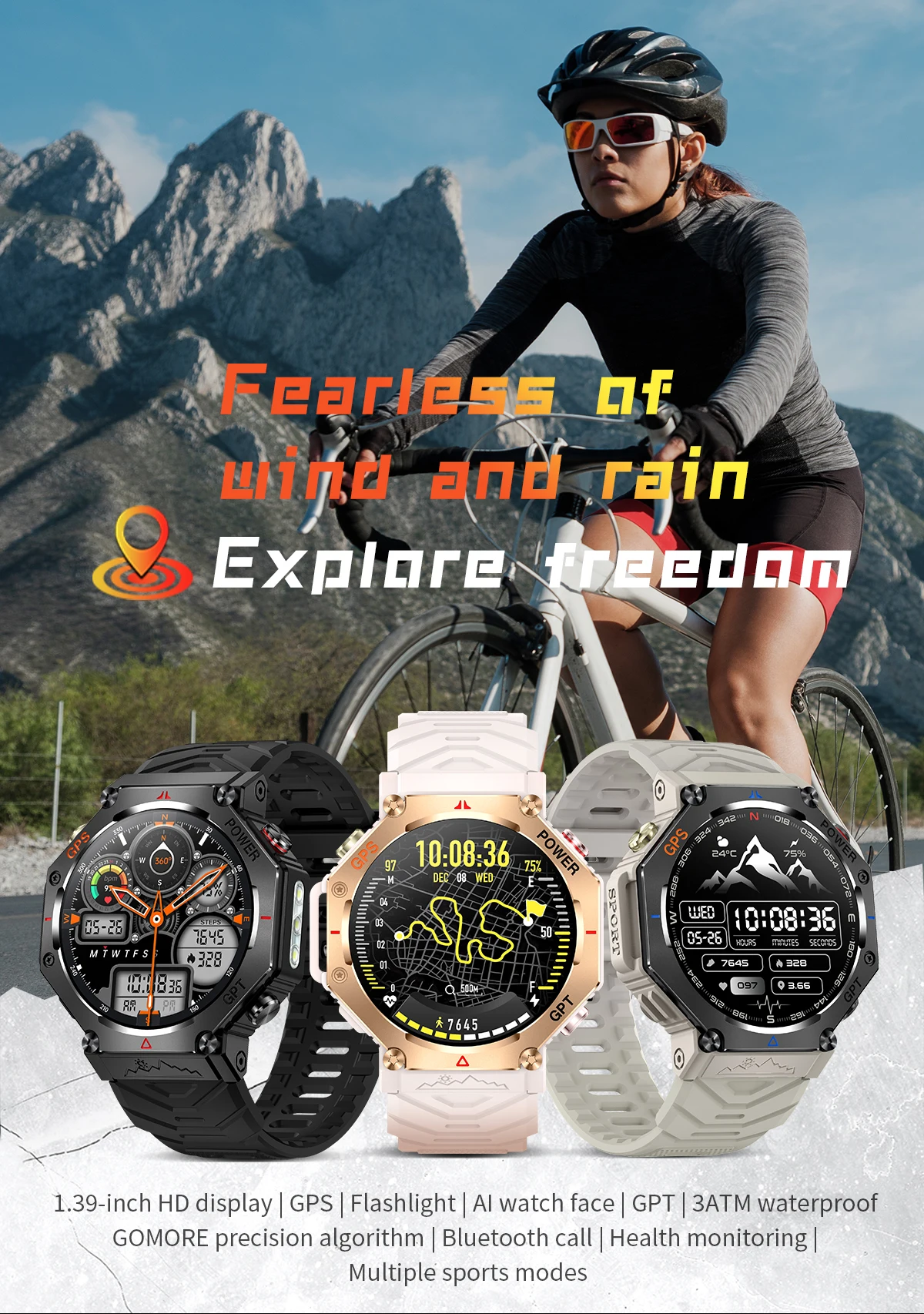 Military Smart Watch T-Rex 3 Built-in GPS Compass