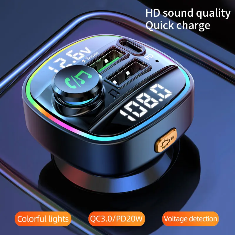 Bluetooth 5.0 FM Transmitter Handsfree Car Radio Modulator MP3 Player With 22.5W USB Super Quick Charge Adapter for Car Uncategorized