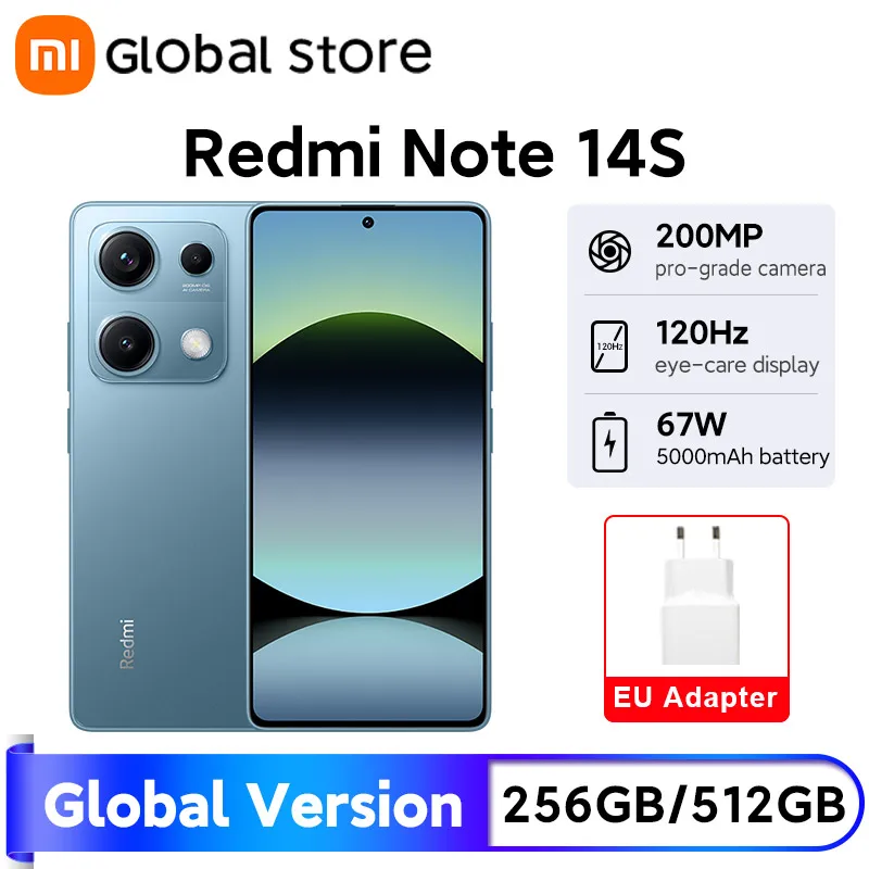 Xiaomi Redmi Note 14S Smartphone Global Version MTK Helio G99 200MP Camera 120Hz 6.67″ AMOLED Display 67W 5000mAh Smart Phones Smart Shop