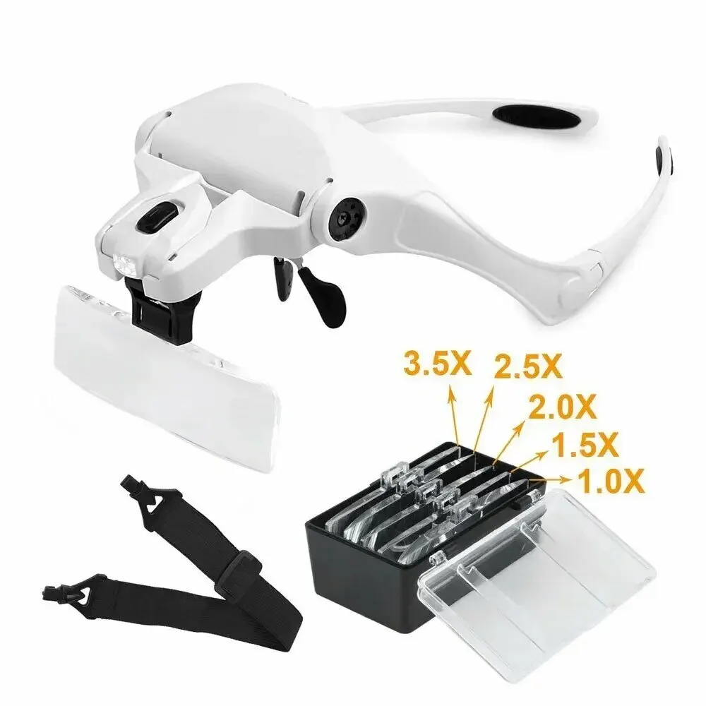 160907-2wqrc6.png Magnifying Glasses LED Light Lamp Head Loupe Jeweler Headband Magnifier Eye Glasses Optical Glass Tool Repair Reading Magnifier Smart Devices Smart Shop