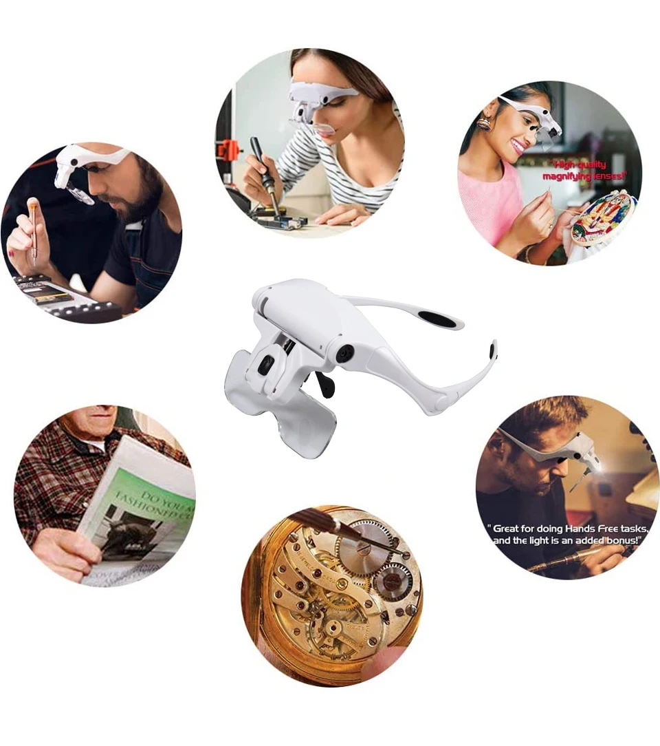 Magnifying Glasses LED Light Lamp Head Loupe Jeweler Headband Magnifier Eye Glasses Optical Glass Tool Repair Reading Magnifier Magnifying Glasses LED Light Lamp Head Loupe Jeweler Headband Magnifier Eye Glasses Optical Glass Tool Repair Reading Magnifier
