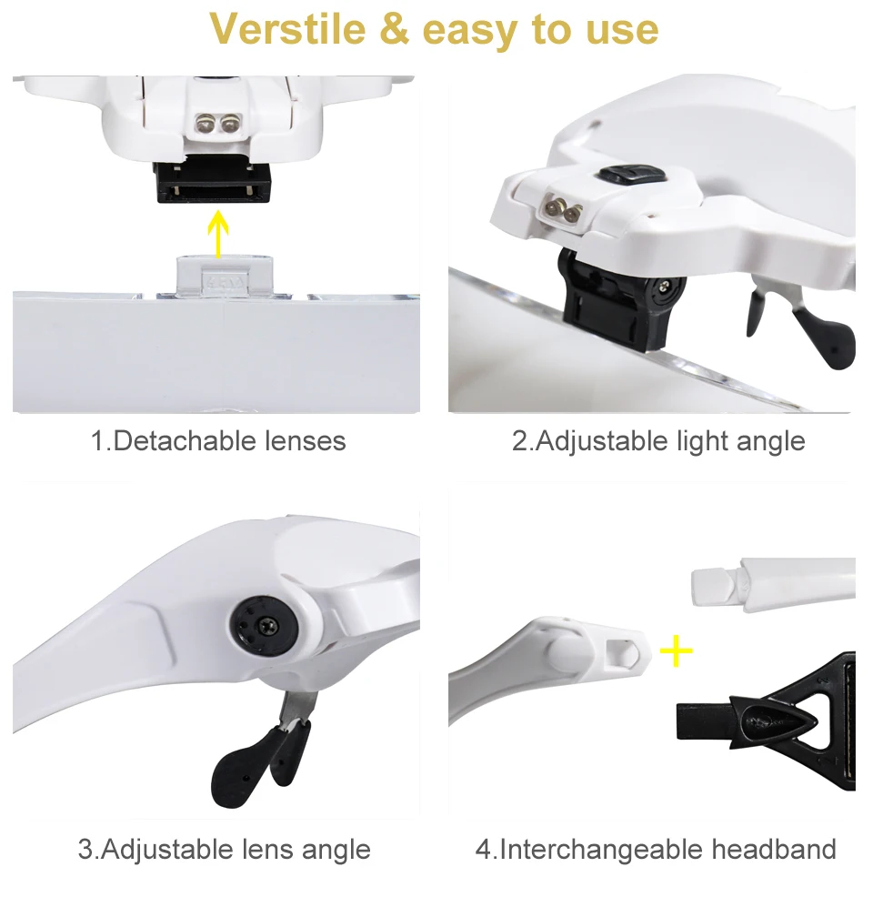 Magnifying Glasses LED Light Lamp Head Loupe Jeweler Headband Magnifier Eye Glasses Optical Glass Tool Repair Reading Magnifier Magnifying Glasses LED Light Lamp Head Loupe Jeweler Headband Magnifier Eye Glasses Optical Glass Tool Repair Reading Magnifier