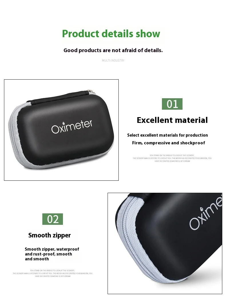 JUSTLANG Storage Box For Oximeter Reasonable Layout of Tool Bag Pouch Bags to Pack Products Travel Essentials Kit Protective Bag