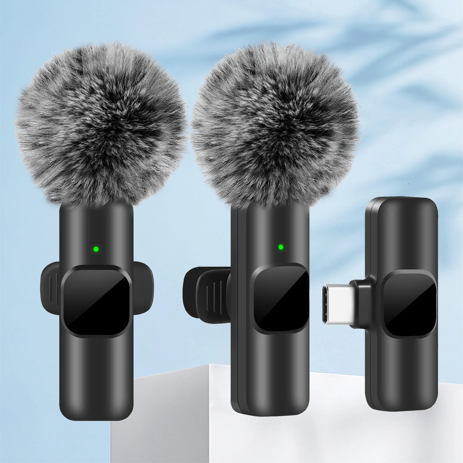 NEW Wireless Lavalier Microphone Audio Video Recording Mini Mic For iPhone Android Laptop Live Gaming Mobile Phone Microphone Phone Accessories Smart Shop