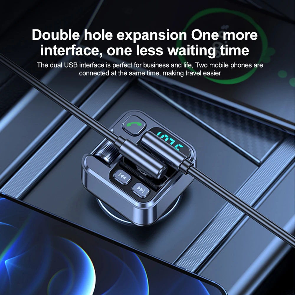 Car Bluetooth Receiver USB U Disk Read PD20w Fast Charging Digital Display Car Mobile Phone Adapter FM Transmiter For Cellphones Phone Accessories Smart Shop