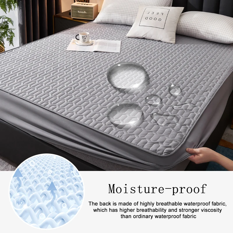 Waterproof Thicken Mattress Cover Quilted Latex Mat Bed Covers Pad Skin-Friendly Fitted Sheet Protector Bedspread150/160/180x200 Waterproof Thicken Mattress Cover Quilted Latex Mat Bed Covers Pad Skin-Friendly Fitted Sheet Protector Bedspread150/160/180x200