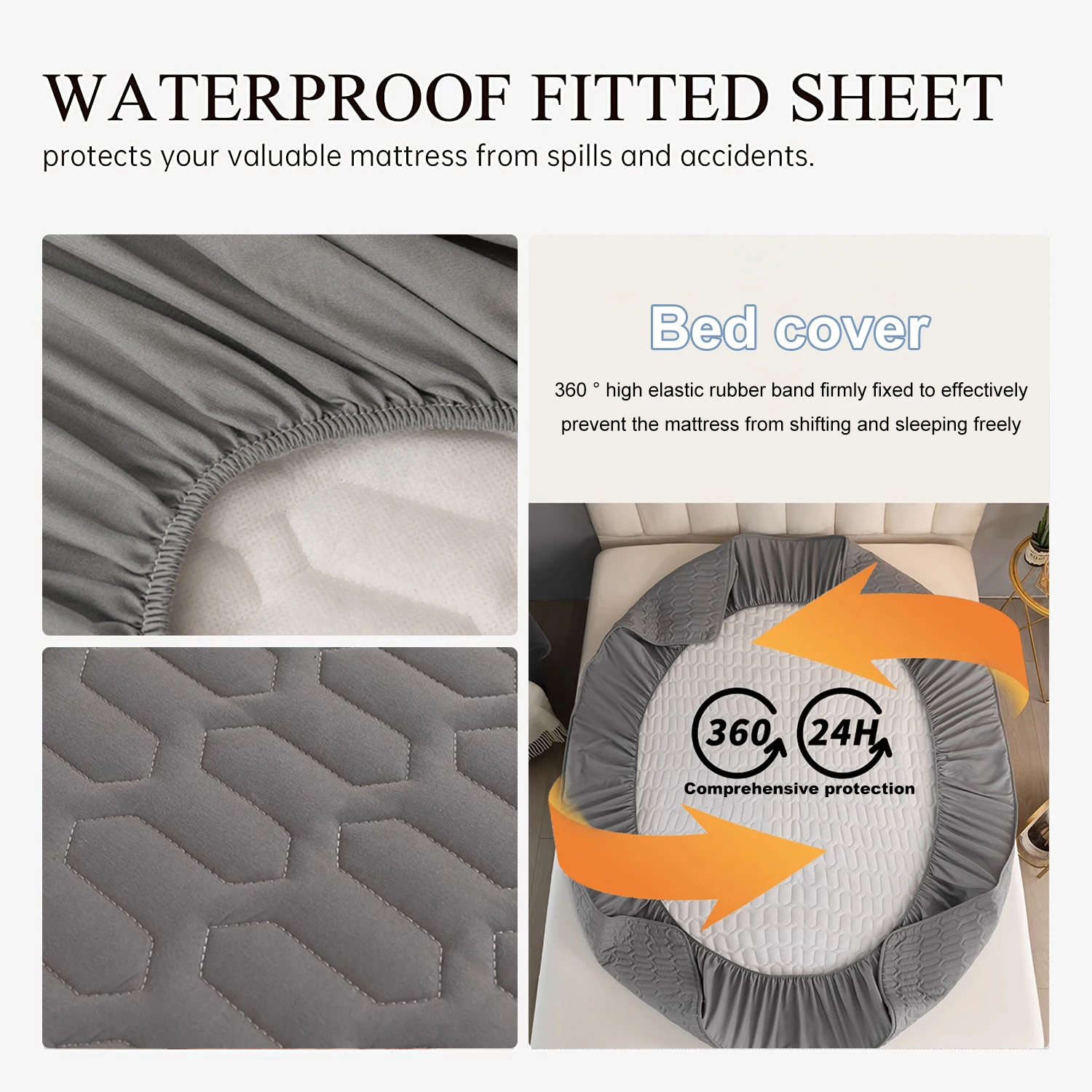 Waterproof Thicken Mattress Cover Quilted Latex Mat Bed Covers Pad Skin-Friendly Fitted Sheet Protector Bedspread150/160/180x200 Waterproof Thicken Mattress Cover Quilted Latex Mat Bed Covers Pad Skin-Friendly Fitted Sheet Protector Bedspread150/160/180x200