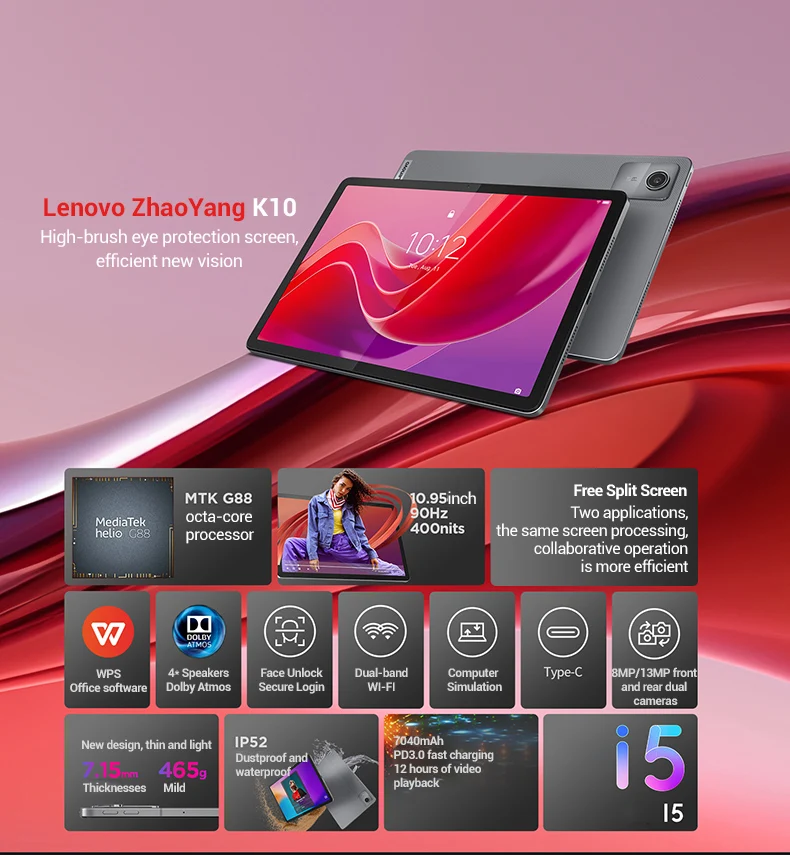 161260-3arxz8.jpg Global Rom Lenovo Tab K10 M11 Wifi LTE MTK Helio G88 Zhaoyang Multi Language 10.95-inch 90hz 400nits Face Recognition 7040mAh Smart Phones Smart Shop