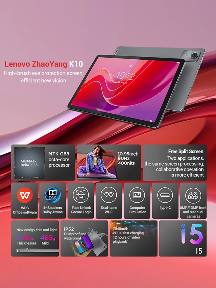 Global Rom Lenovo Tab K10 M11 Wifi LTE MTK Helio G88 Zhaoyang Multi Language 10.95-inch 90hz 400nits Face Recognition 7040mAh Global Rom Lenovo Tab K10 M11 Wifi LTE MTK Helio G88 Zhaoyang Multi Language 10.95-inch 90hz 400nits Face Recognition 7040mAh
