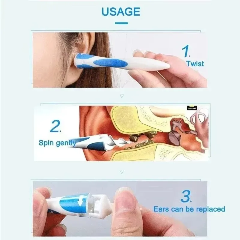 Ear Wax Remover Tool Ear Cleaner With Soft Silicone 16 Replacement Tips Simply To Grab Extract Earwax Smart Self Care Smart Shop