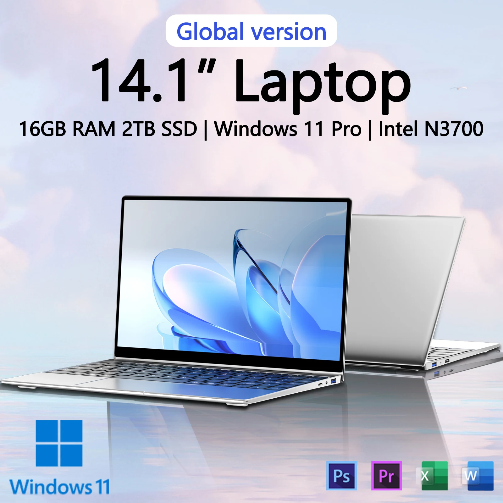 New Ultra Slim Laptop 14.1″ 16GB RAM 2TB SSD Intel N3700 Gaming PC 1920*1080 Display Office Study Computer PC Windows 11 Pro Smart Laptops Smart Shop