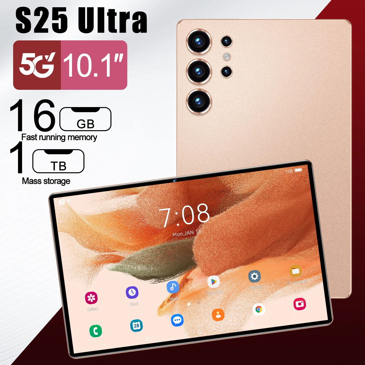 2025 New S25 Ultra+ Tablets Android 15 Snapdragon 8 Gen3 10.1 inch 5G Dual SIM Tablette 10000mAh 10core Global Version Tab WIFI Smart Phones Smart Shop