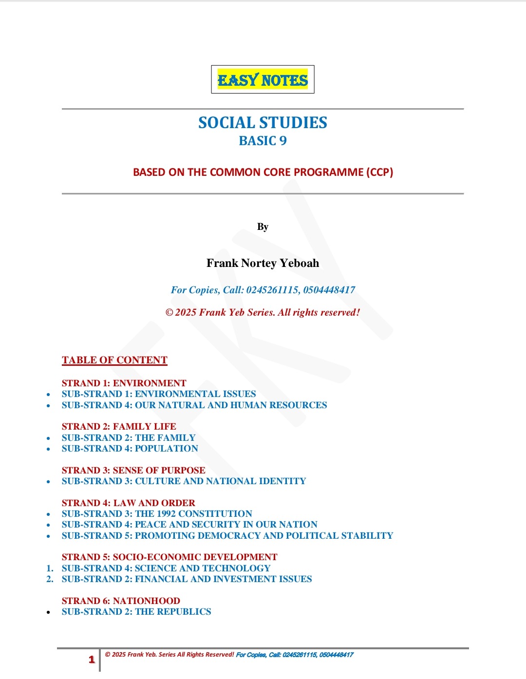 Final Year Success! Social Studies, Easy Notes, Basic 9 (CCP Aligned) Books Smart Books