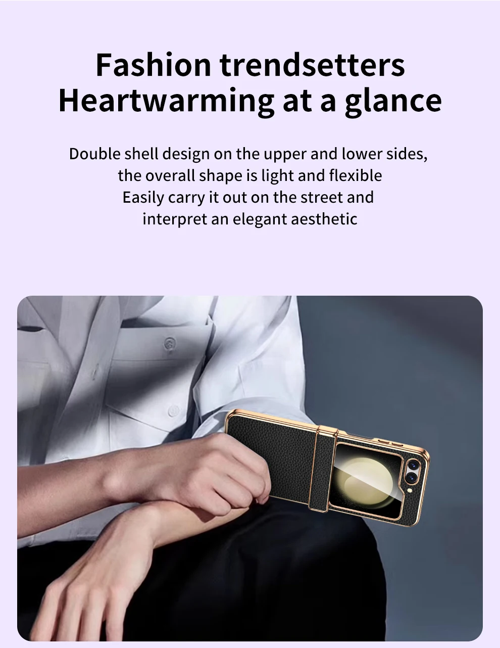 Cowhide Leather Phone Case for Samsung Galaxy Z Flip7 Flip6 Flip 7 FE 6 5 Luxury Hinge Protection Cover with Tempered Glass