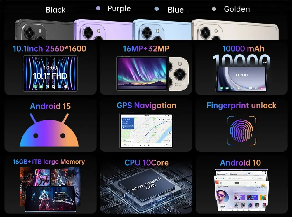 2025 Original Pad 16 Pro Tablet Android 15 10.1 Inch 22GB+2TB Children's Tab 5G Dual SIM Google Gaming Kids Tablet PC 10000mAh