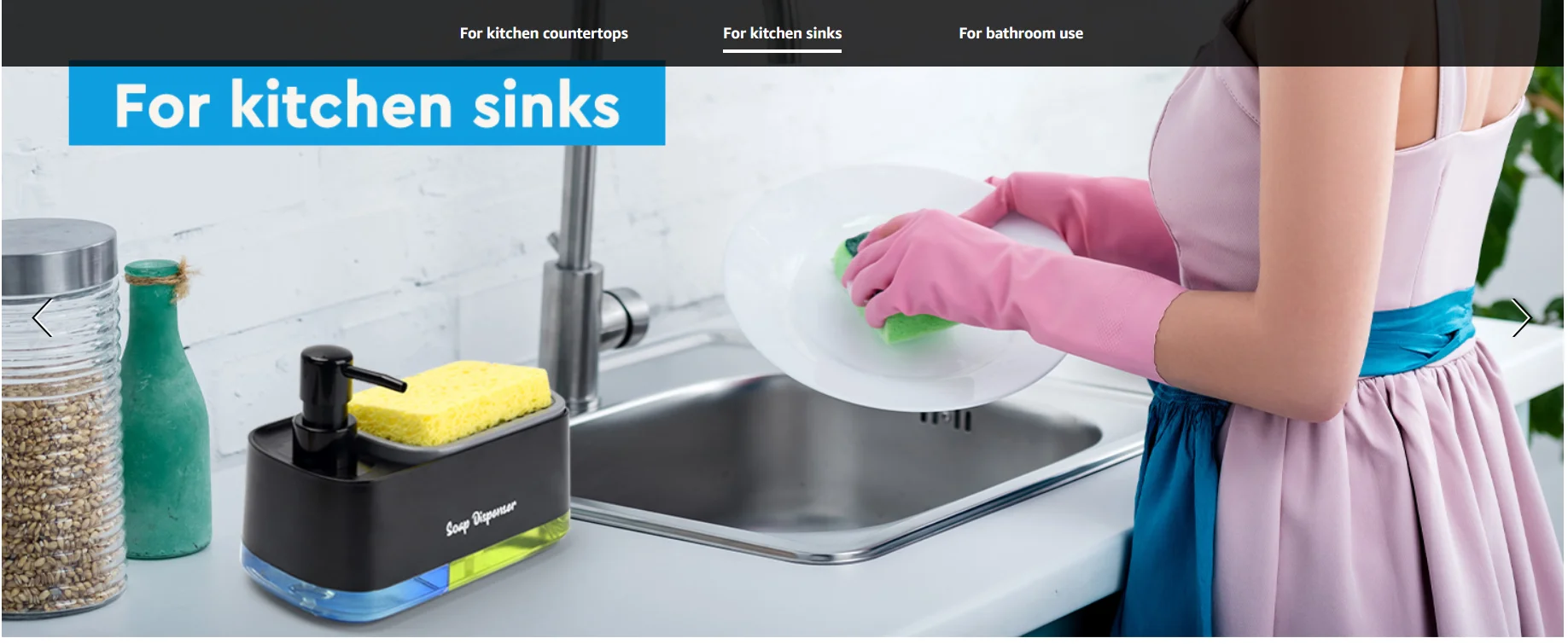 Hand and Dish Soap Dispenser Set Detergent Dispenser Sponge Holder 2-in-1 Countertop Soap Pump Dispenser for Kitchen Sink