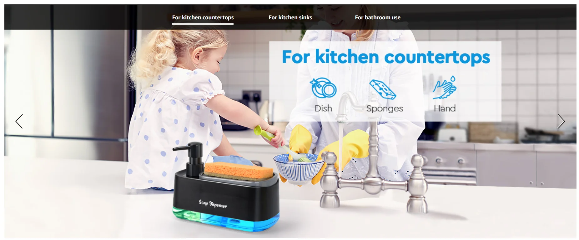 Hand and Dish Soap Dispenser Set Detergent Dispenser Sponge Holder 2-in-1 Countertop Soap Pump Dispenser for Kitchen Sink