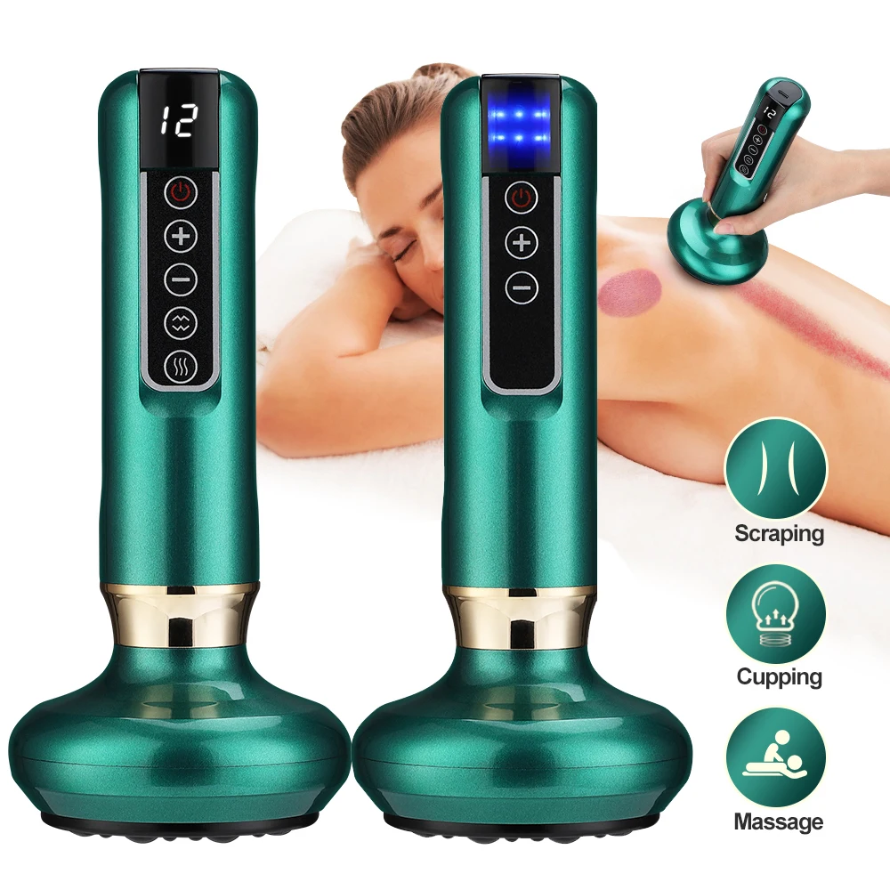 Rechargeable Electric Cupping Massager Vacuum Suction with Infrared Heat GuaSha Anti Cellulite Slimming for Body Back Leg