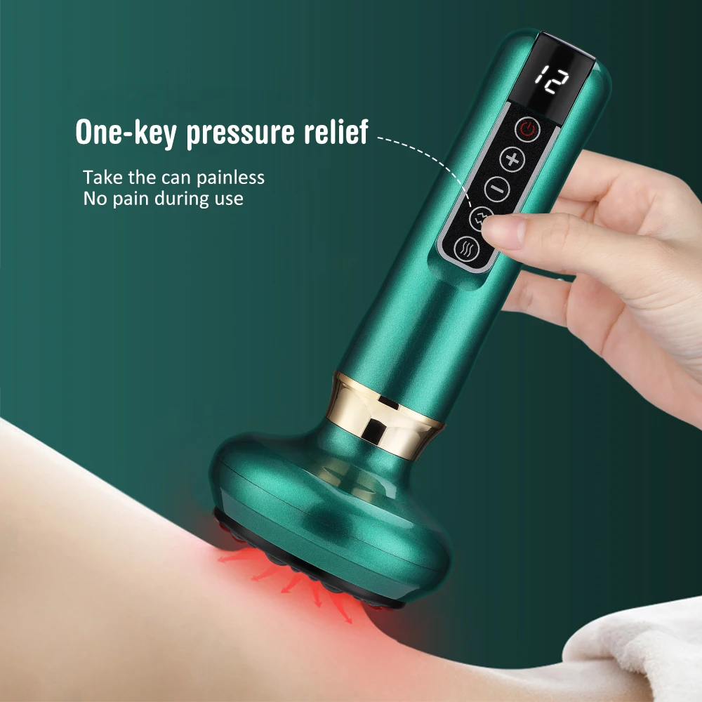 Rechargeable Electric Cupping Massager Vacuum Suction with Infrared Heat GuaSha Anti Cellulite Slimming for Body Back Leg