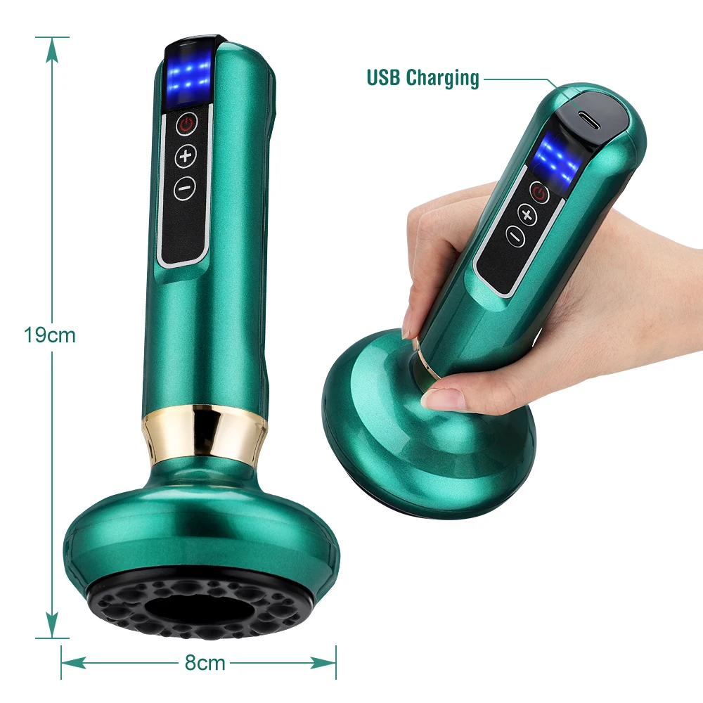 Rechargeable Electric Cupping Massager Vacuum Suction with Infrared Heat GuaSha Anti Cellulite Slimming for Body Back Leg