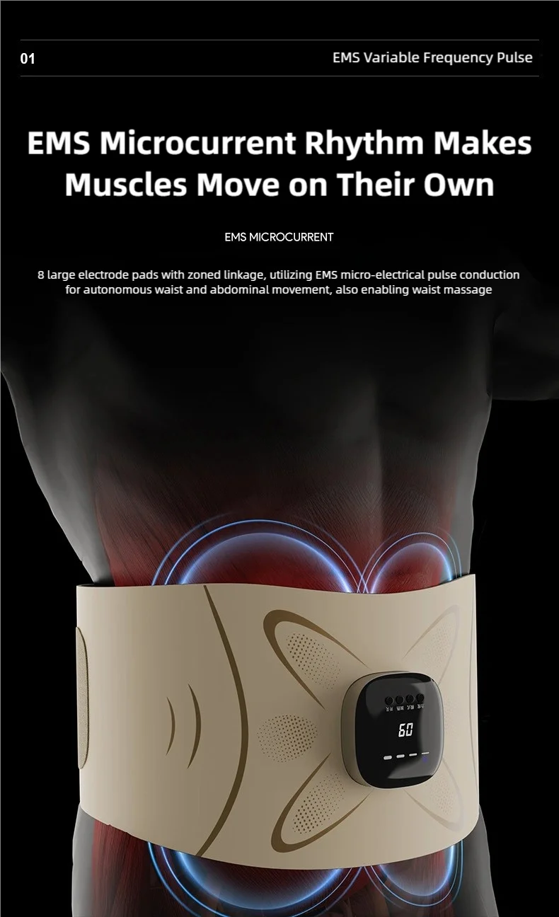 New Electric Abdominal Massager with 4 Temperature Settings and Pulse Massage Function for Fat Burning and Weight Loss Vibrator