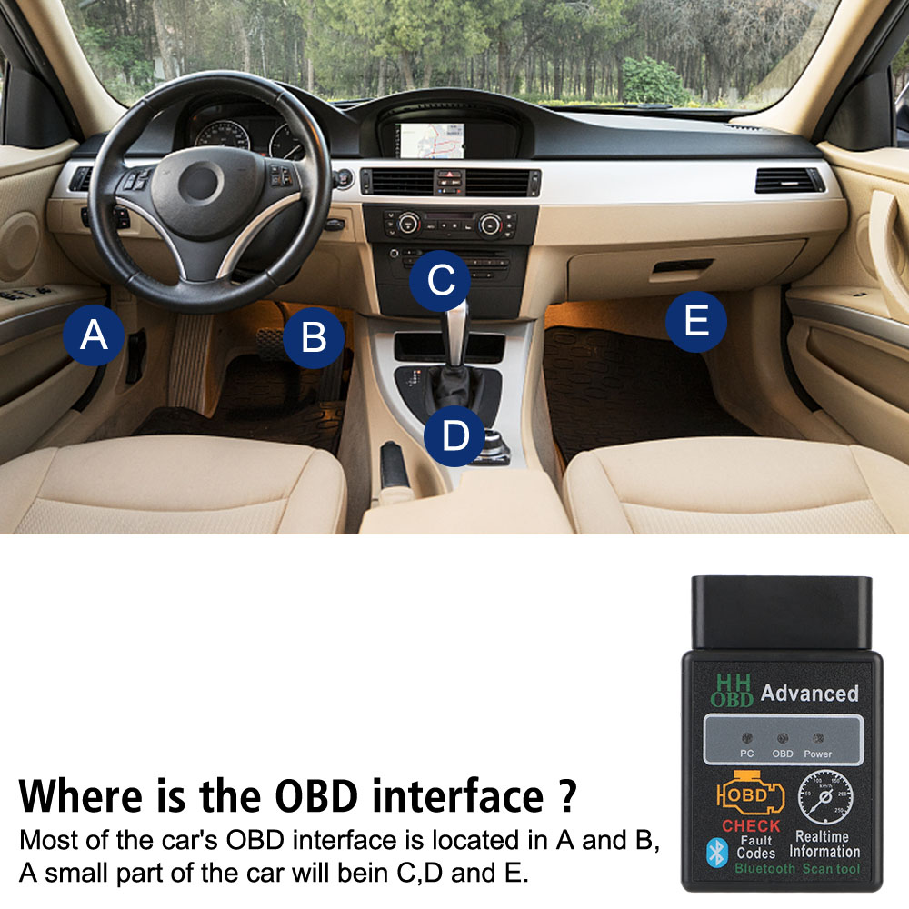 ELM327 For IOS/Android Bluetooth V1.5 Detector OBD2 Interface Adapter Car Accessories Code Reader Car Diagnostic Scanner