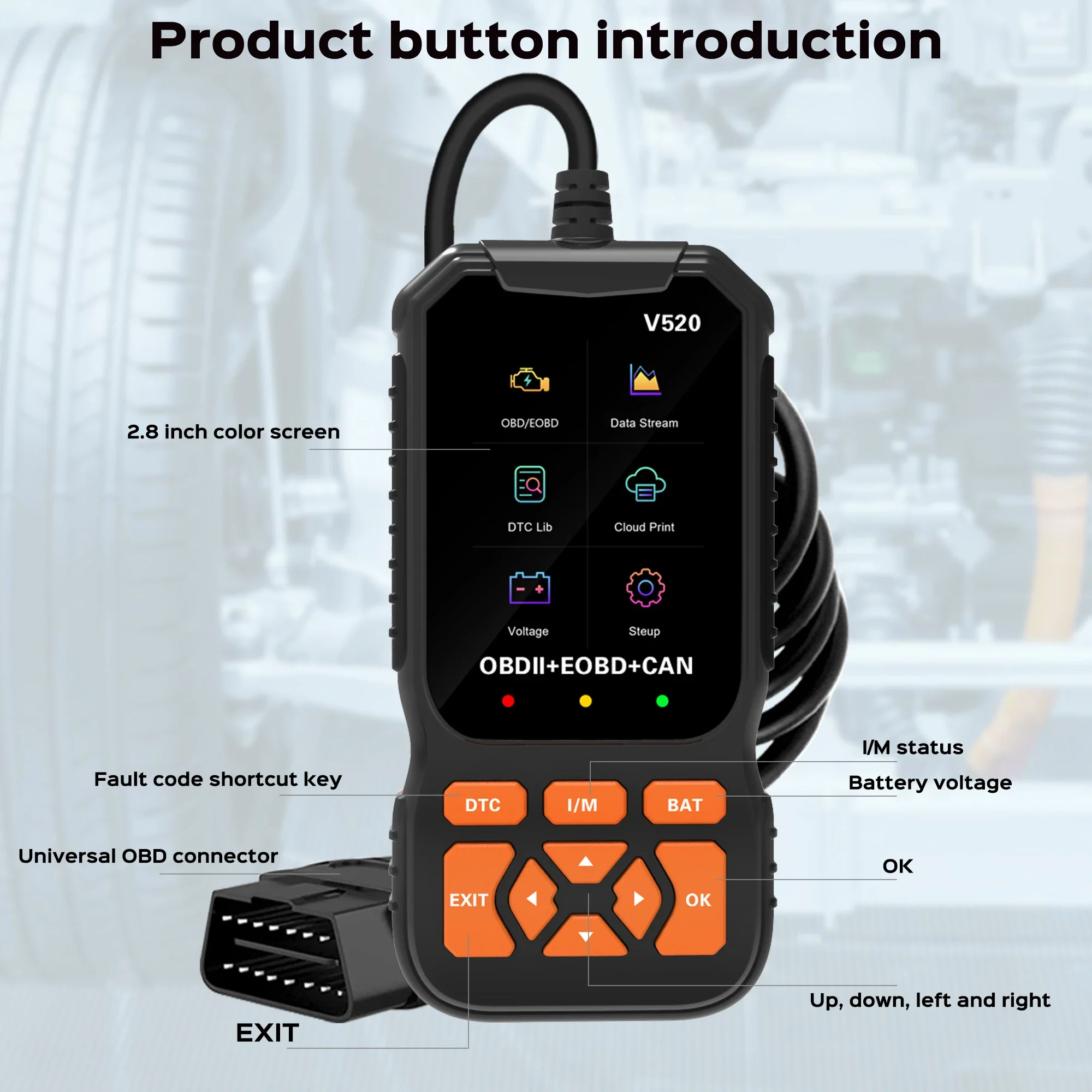 OBD2 Car Scanner Diagnostic Scan Tool,Professional Mechanic Vehicle Fault Code Reader,Auto Read Fault Code Check Engine Light Fo