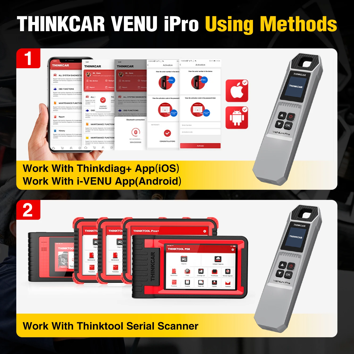 THINKCAR VENU i-Pro TPMS Car Tire Pressure Diagnostic Tools Activate Programming Relearn Sensors for 315MHz/433MHz