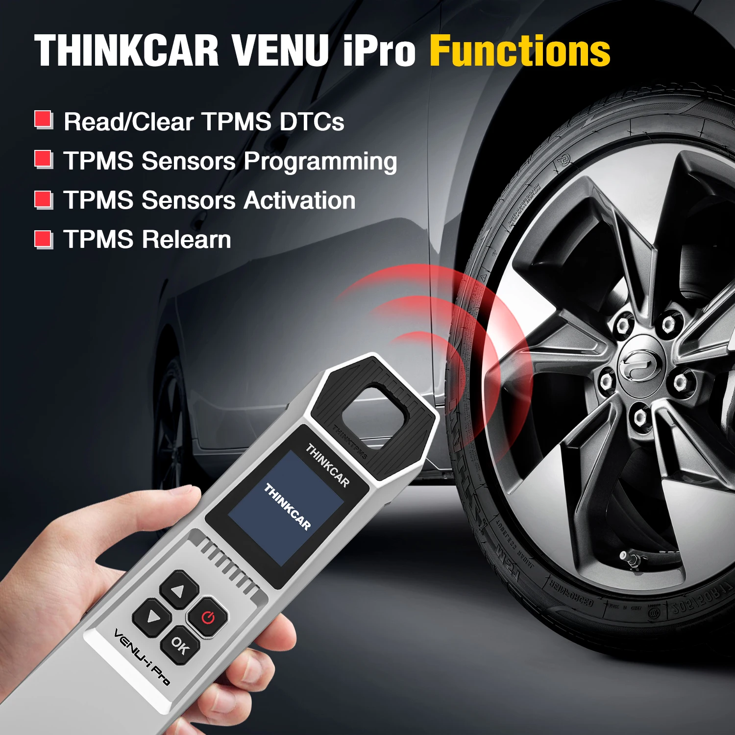 THINKCAR VENU i-Pro TPMS Car Tire Pressure Diagnostic Tools Activate Programming Relearn Sensors for 315MHz/433MHz