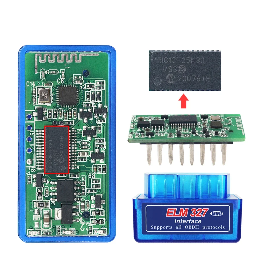 Latest ELM327 Dual Board PIC25K80 Chip 3000+ Universal Code Reader OBD2 elm327 V1.5 mini Bluetooth 5.1 Car Trouble Shooter Latest ELM327 Dual Board PIC25K80 Chip 3000+ Universal Code Reader OBD2 elm327 V1.5 mini Bluetooth 5.1 Car Trouble Shooter