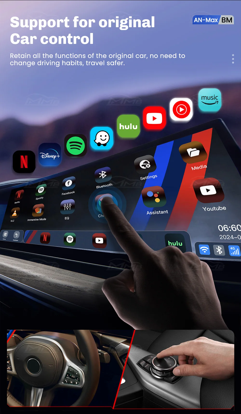 NEW MMB Android13 Qualcomm 6125 8-Cores AI Box Wireless Multimedia CarPlay Adapter Bluetooth 5.2 GPS 8+128G Auto Connect For BMW