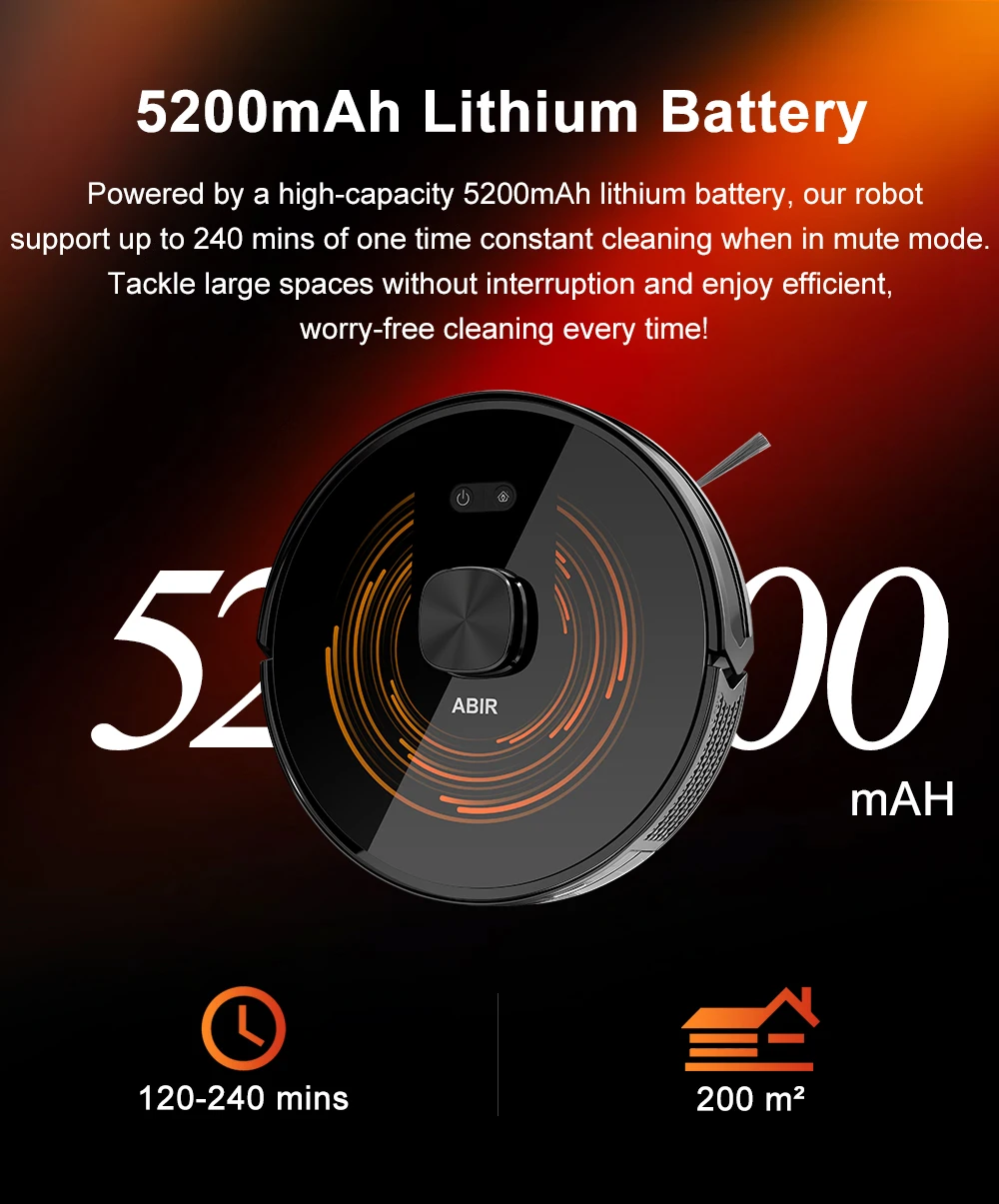 Robot Vacuum Cleaner ABIR K30,Auto-empty Dock,UV Spot Cleaning,6500PA Suction,Multi-floor Map,Customized Wet Dry Room Cleaning,