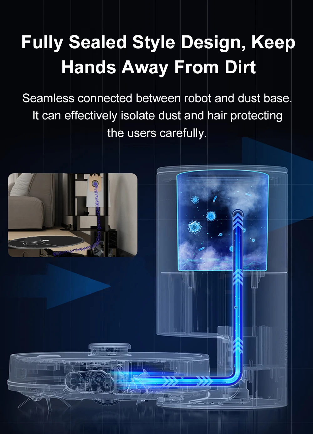 Robot Vacuum Cleaner ABIR K30,Auto-empty Dock,UV Spot Cleaning,6500PA Suction,Multi-floor Map,Customized Wet Dry Room Cleaning,