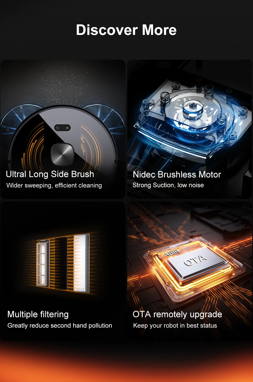 Robot Vacuum Cleaner ABIR K30,Auto-empty Dock,UV Spot Cleaning,6500PA Suction,Multi-floor Map,Customized Wet Dry Room Cleaning,