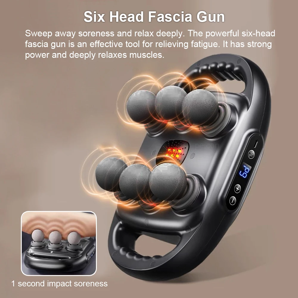 Fascia Gun Muscle Massager Gun High Frequency Back Waist Massage Machine Six-head Body Shoulder Professional Fascia Massage Gun Fascia Gun Muscle Massager Gun High Frequency Back Waist Massage Machine Six-head Body Shoulder Professional Fascia Massage Gun