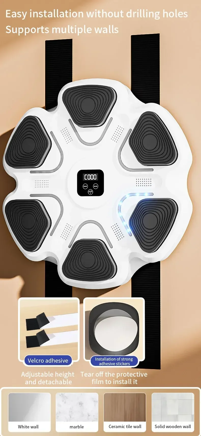 Bluetooth Music Boxing Machine Wall Target Home Fitness Boxing Trainer Exercise Response Training Agility Reaction Boxing Bag Bluetooth Music Boxing Machine Wall Target Home Fitness Boxing Trainer Exercise Response Training Agility Reaction Boxing Bag