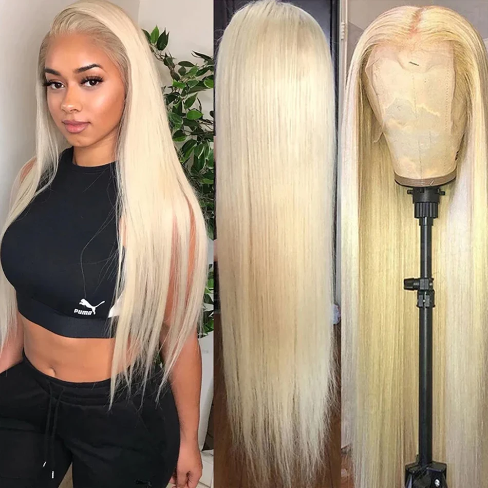 Blonde 613 13x6 Lace Frontal Wigs HD 613 Lace Front Human Hair Wigs For Women Pre pucked Straight Human Hair Wigs Can Be Dyed