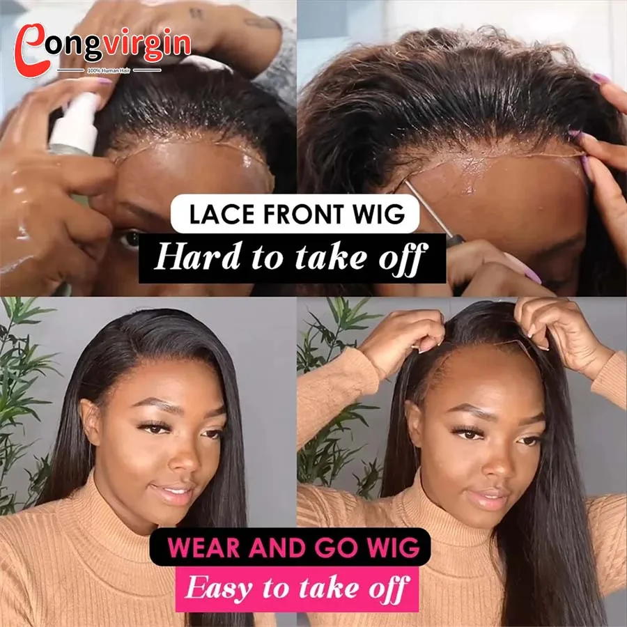 5x5 Glueless Wig Human Hair Ready To Wear Pre-Cut Lace Wear And Go Glueless Wigs Straight Lace Front Human Hair Wig For Women