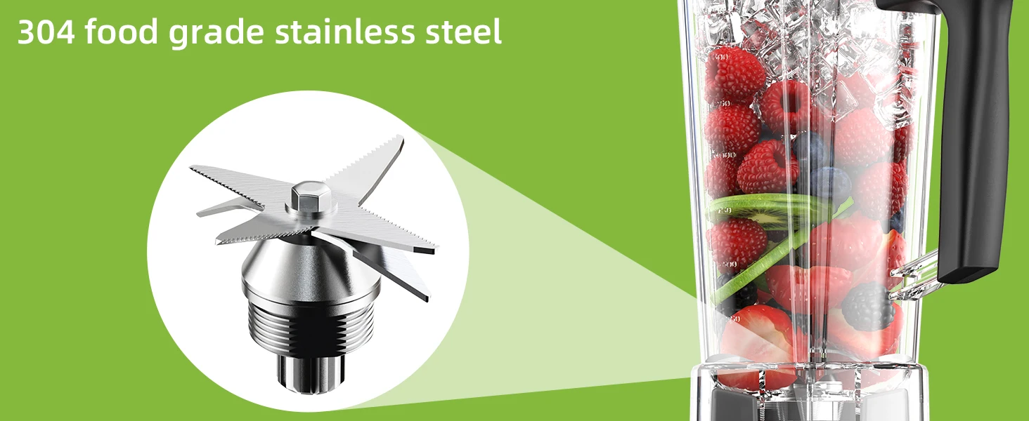 BioloMix 3HP 2200W Heavy Duty Grade Timer Blender Mixer Juicer Fruit Food Processor Ice Smoothies BPA Free 2L Jar